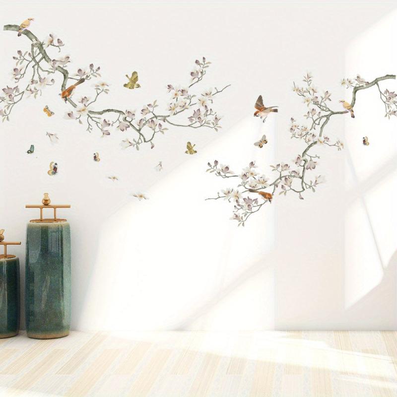 3pcs Fresh Branches Bird Butterfly Wall Sticker Self-adhesive