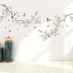 3pcs Fresh Branches Bird Butterfly Wall Sticker Self-adhesive