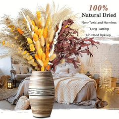 66pcs Orange Dried Pampas Grass for Boho Decor