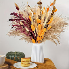 66pcs Orange Dried Pampas Grass for Boho Decor