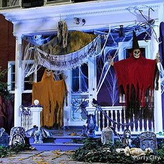 2pcs Halloween Hanging Skeleton Ghost Decorations 45.6 Scary Grim Reapers Hat