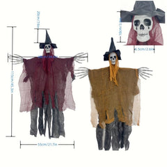 2pcs Halloween Hanging Skeleton Ghost Decorations 45.6 Scary Grim Reapers Hat