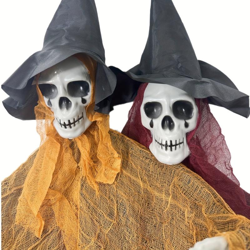 2pcs Halloween Hanging Skeleton Ghost Decorations 45.6 Scary Grim Reapers Hat