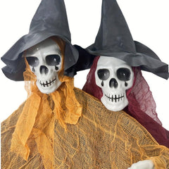 2pcs Halloween Hanging Skeleton Ghost Decorations 45.6 Scary Grim Reapers Hat