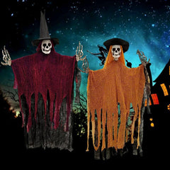2pcs Halloween Hanging Skeleton Ghost Decorations 45.6 Scary Grim Reapers Hat