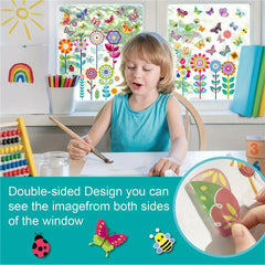 Spring Flower Butterfly Window Stickers Set