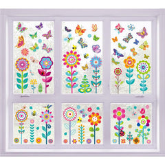 Spring Flower Butterfly Window Stickers Set
