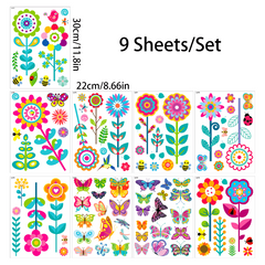 Spring Flower Butterfly Window Stickers Set