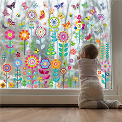 Spring Flower Butterfly Window Stickers Set