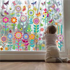 Spring Flower Butterfly Window Stickers Set