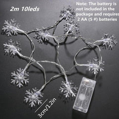 8m 10LED Snowflake Lights Xmas Tree Decoration Garden Snowflake