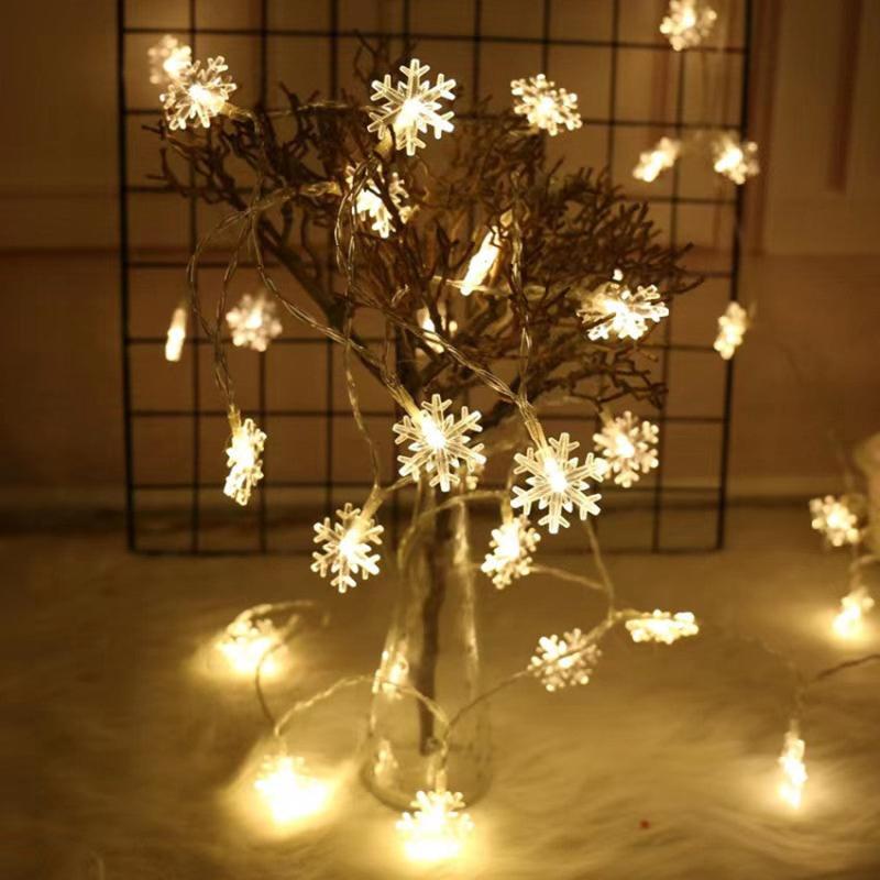 8m 10LED Snowflake Lights Xmas Tree Decoration Garden Snowflake