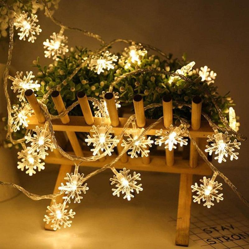 8m 10LED Snowflake Lights Xmas Tree Decoration Garden Snowflake