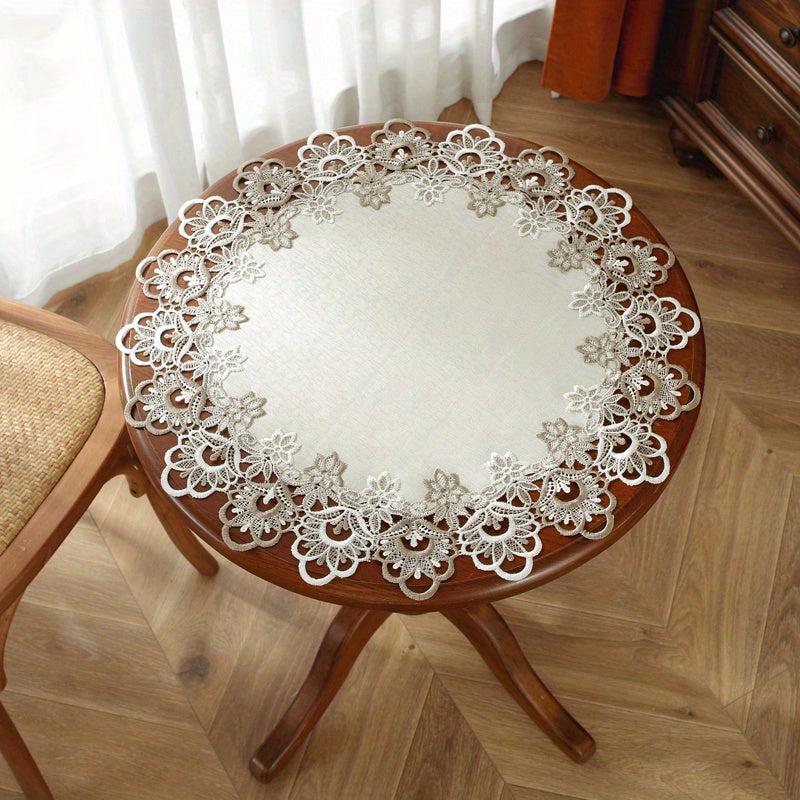 Polyester Fiber Leather Tablecloth with Lace Plate Mat