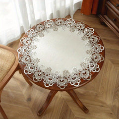 Polyester Fiber Leather Tablecloth with Lace Plate Mat