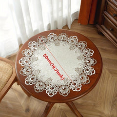 Polyester Fiber Leather Tablecloth with Lace Plate Mat