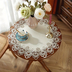 Polyester Fiber Leather Tablecloth with Lace Plate Mat