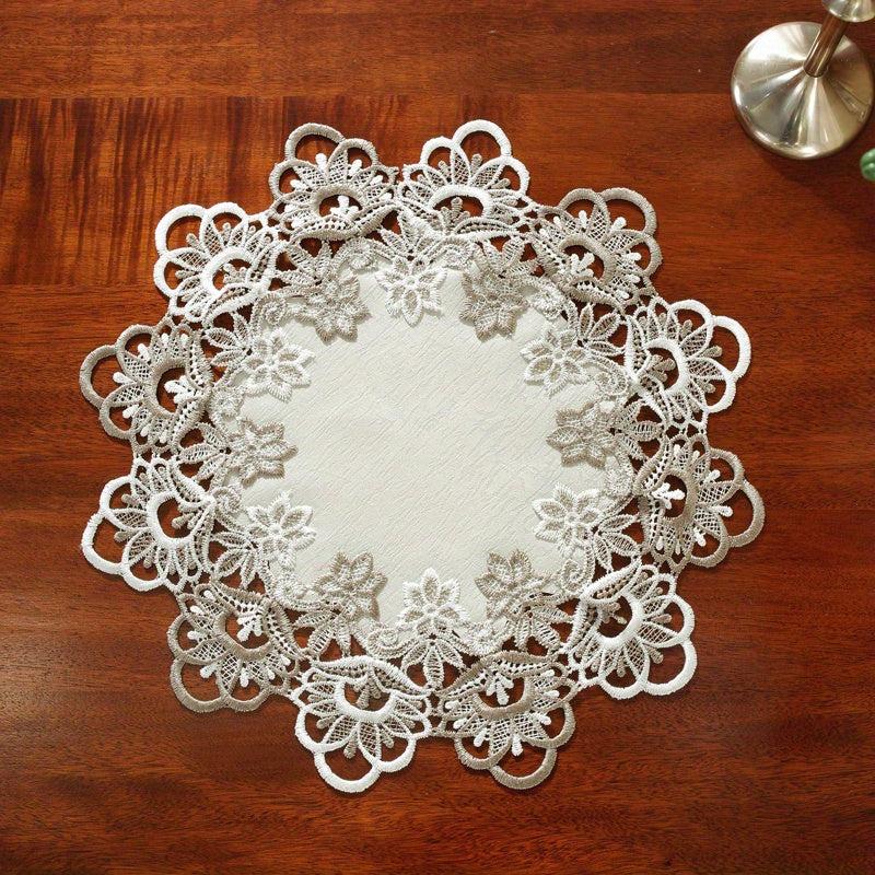Polyester Fiber Leather Tablecloth with Lace Plate Mat