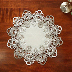Polyester Fiber Leather Tablecloth with Lace Plate Mat
