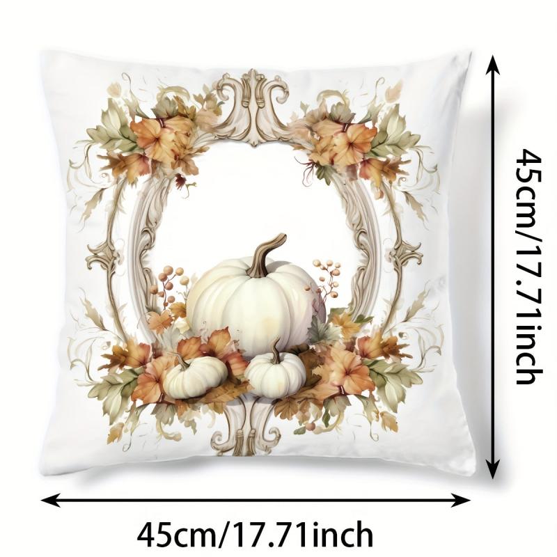 Autumn Pumpkin Flowers Print Pillowcase Home Decor