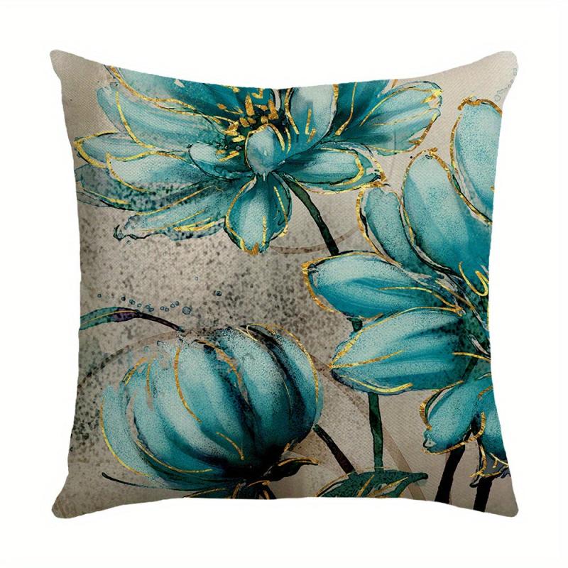 Lotus Square Linen Cushion Cover 45cmx45cm