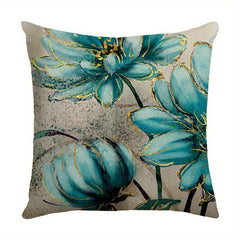 Lotus Square Linen Cushion Cover 45cmx45cm