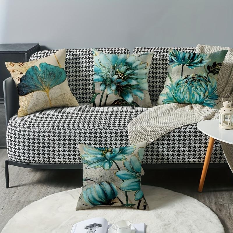 Lotus Square Linen Cushion Cover 45cmx45cm