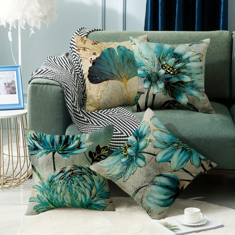 Lotus Square Linen Cushion Cover 45cmx45cm