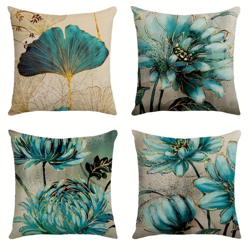 Lotus Square Linen Cushion Cover 45cmx45cm