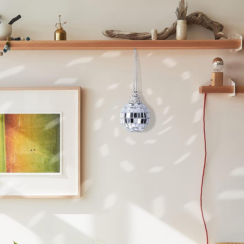 12pcs 3.05cm Mirror Disco Ball Glass Hanging Ornament