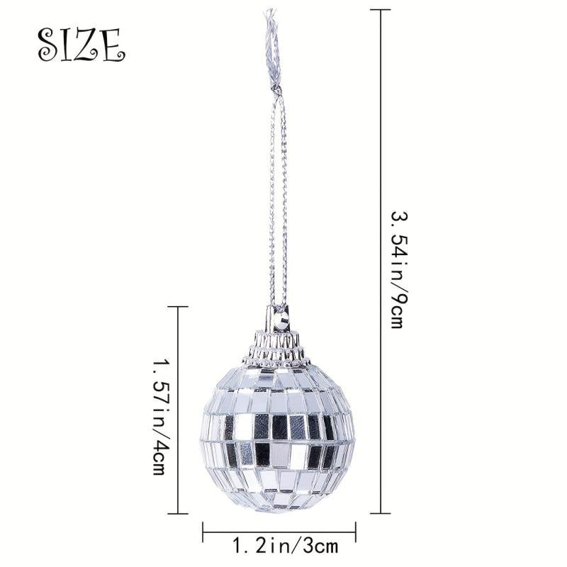 12pcs 3.05cm Mirror Disco Ball Glass Hanging Ornament