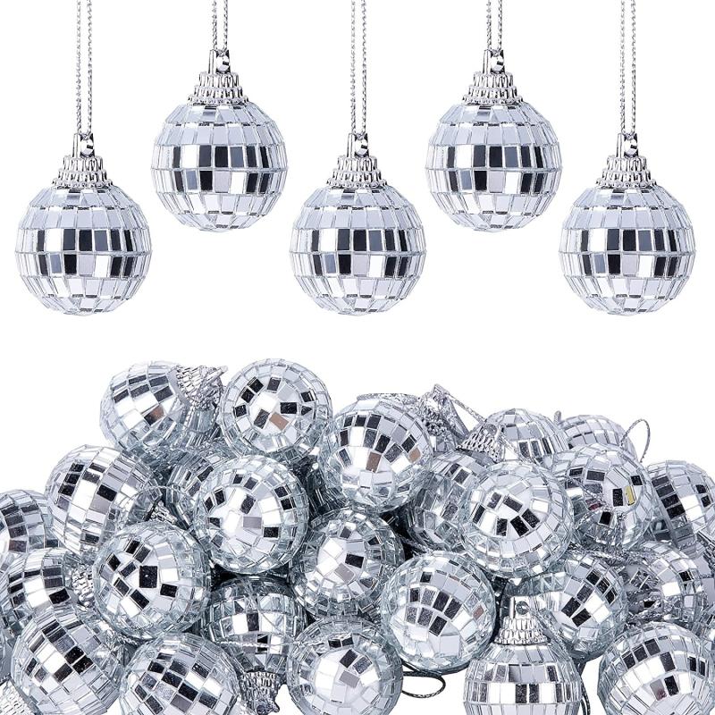 12pcs 3.05cm Mirror Disco Ball Glass Hanging Ornament
