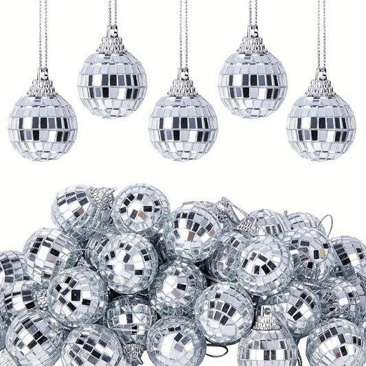 12pcs 3.05cm Mirror Disco Ball Glass Hanging Ornament