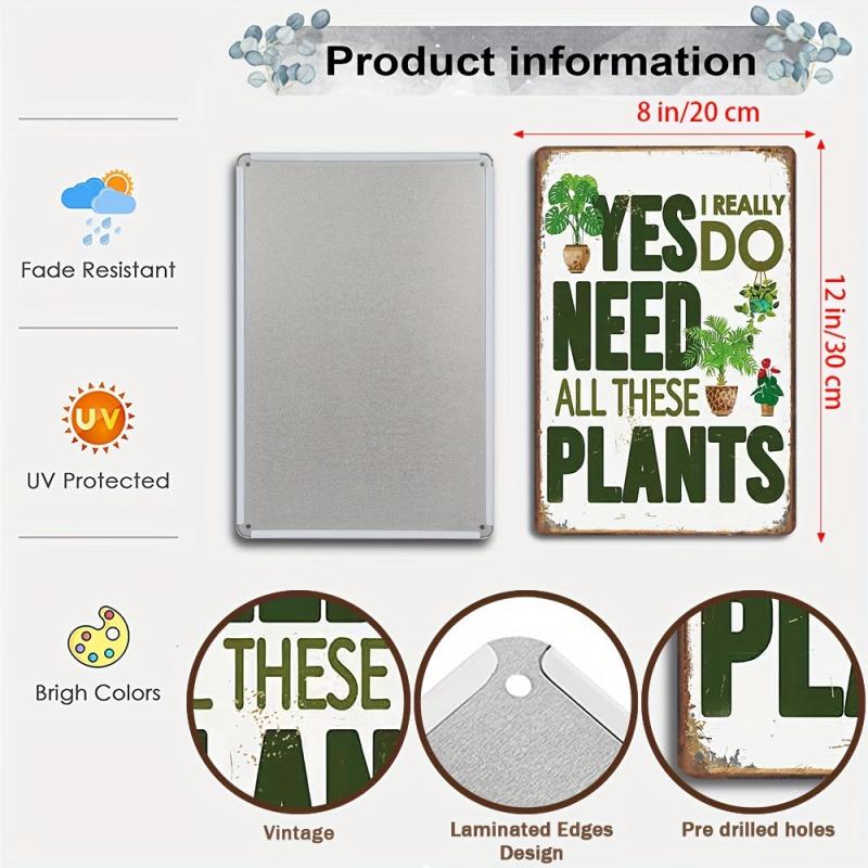 Plants Retro Look Metal Decoration Poster Sign 8''x12''