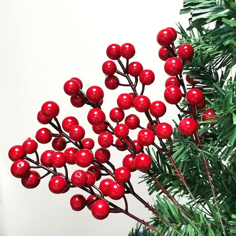 5pcs Artificial Red Berry Cherry Christmas Tree Family Holiday Decoration