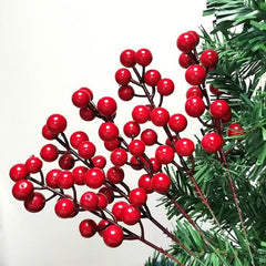 5pcs Artificial Red Berry Cherry Christmas Tree Family Holiday Decoration