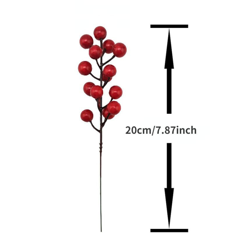 5pcs Artificial Red Berry Cherry Christmas Tree Family Holiday Decoration