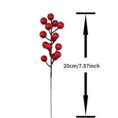 5pcs Artificial Red Berry Cherry Christmas Tree Family Holiday Decoration