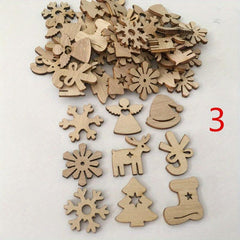 50pcs Christmas Wooden Ornaments Decorative Wood Slices For Tree Craft