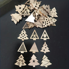 50pcs Christmas Wooden Ornaments Decorative Wood Slices For Tree Craft