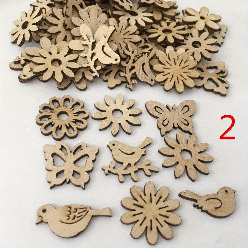 50pcs Christmas Wooden Ornaments Decorative Wood Slices For Tree Craft