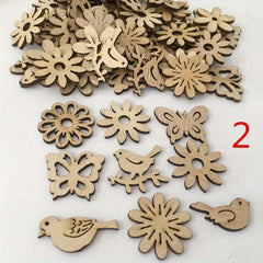 50pcs Christmas Wooden Ornaments Decorative Wood Slices For Tree Craft