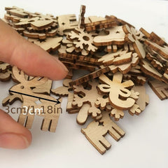 50pcs Christmas Wooden Ornaments Decorative Wood Slices For Tree Craft