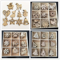 50pcs Christmas Wooden Ornaments Decorative Wood Slices For Tree Craft