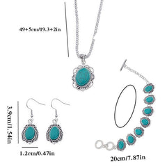 Bohemian Turquoise Jewelry Set - Necklace, Bracelet, Earrings