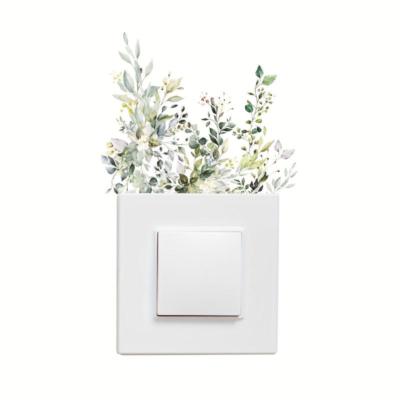Switch Sticker Plant Flower Leaf Self-adhesive Wall Sticker Room Decor