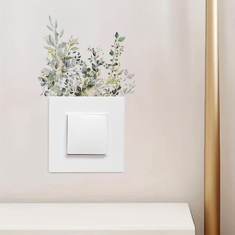 Switch Sticker Plant Flower Leaf Self-adhesive Wall Sticker Room Decor