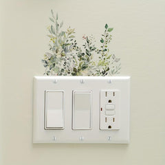 Switch Sticker Plant Flower Leaf Self-adhesive Wall Sticker Room Decor