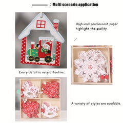 12pcs Xmas Snowflakes Wooden Pendants Home Hanging Decoration