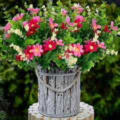 4 UV Resistant Outdoor Artificial Daisy Boxwood Plants